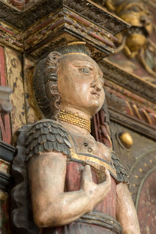 Detail of one of the four cardinal virtues in the Rotherwas Room, 1611